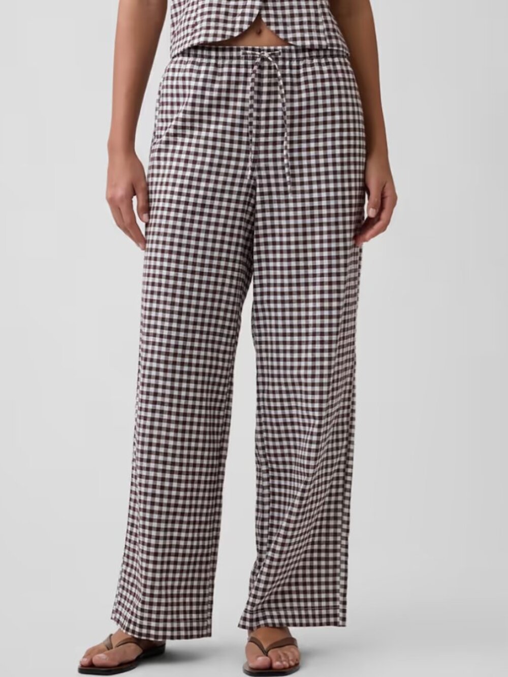 Gap Factory Mid Rise Pull-On Wide-Leg Linen-Blend Pants